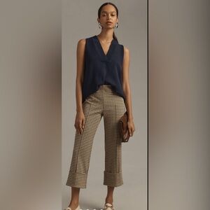 Maeve Brown and Blue Ankle Cropped Pants